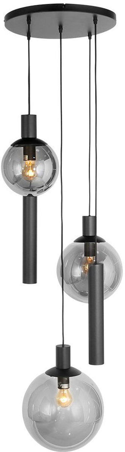 Steinhauer Bollique New 3800ZW - Hanglamp - 3 bollen 2 kokers hoogteverstelbaar - Zwart
