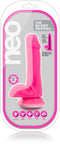 Blush - Neon dildo met scrotum 15 cm dual density - Roze