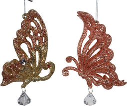 Acrylic Rosegold Butterfly 2/A 5x5x10 cm kerstornament