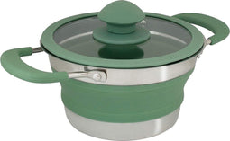 Eurotrail Pan met deksel - Opvouwbaar siliconen - RVS bodem - Sea Green