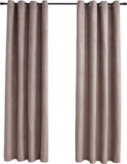 vidaXL - Gordijn - verduisterend - met - metalen - ringen - 2 - st - 140x245 - cm - taupe