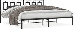 vidaXL - Bedframe - met - hoofdbord - metaal - zwart - 200x200 - cm