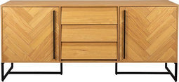 Dutchbone Class - Dressoir - 180 x 45 x 80 cm - Visgraatpatroon - Naturel Acaciahout & MDF - Messing Look Onderstel