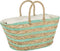 J-Line strandtas Kort Handvatten Strepen - jute - naturel/blauw