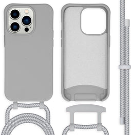 iMoshion Hoesje Geschikt voor iPhone 14 Pro Hoesje Met Koord - iMoshion Color Backcover met afneembaar koord - Grijs