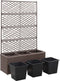 vidaXL - Latwerkplantenbak - verhoogd - met - potten - 83x30x130 - cm - rattan - bruin