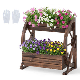 Coast Verhoogde Tuinbak - Houten Plantenbak Wagonvorm - 2 Niveaus - Bruin 56 x 33 x 56,5 cm