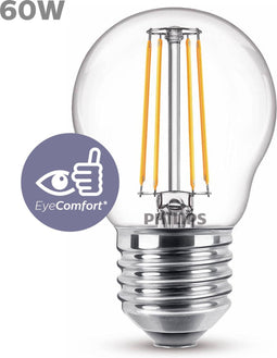Philips LED Kogellamp Transparant - 60 W - E27 - warmwit licht