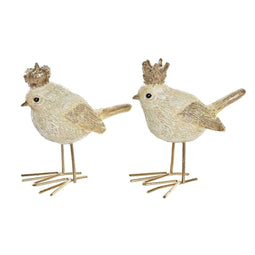 Kerstversiering DKD Home Decor Hars Fågel (11 x 5 x 9,5 cm) (2 Stuks)