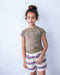 Like Flo F302-5640 - Meisjes Katoenen Slub Short - Met Riem - Multi Streep (maat 140)