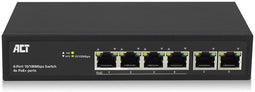 ACT AC4430 - Unmanaged Switch - 6x 10/100Mbps - 4x PoE+ (30W) - PoE-budget 60W