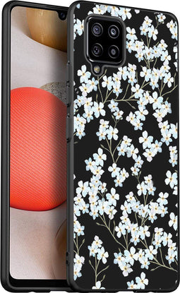 iMoshion Hoesje Geschikt voor Samsung Galaxy A42 Hoesje Siliconen - iMoshion Design hoesje - Wit / Zwart / White Flowers