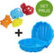 Zandbak Schelp En 4 Dierenvormpjes In De Kleuren Blauw, Groen, Geel En Oranje