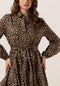 Colourful Rebel Minon - Mini Dress - Wijduitlopende fit Lange mouw Ceintuur Leopard dessin - XL