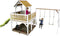 AXI Atka Speeltoestel in Bruin/wit - Speeltoren met Dubbele Schommel, Limoen Groene Glijbaan en Zandbak - FSC hout - Speelhuis op palen voor de tuin