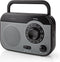 FM-Radio - Draagbaar Model - AM / FM - Batterij Gevoed / Netvoeding - Analoog - 1.8 W - Zwart-Wit Scherm - Koptelefoonoutput - Handgreep - Grijs / Zwart