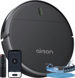 Airson Pro Clean - Robotstofzuiger met Dweilfunctie - 4000Pa zuigkracht - Dark Grey