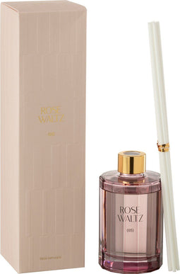 J-Line geurolie + stokjes Roze Waltz - glas - roze