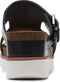 Clarks Lizby Ease - Plateau sandalen - Blokhak met klittenbandsluiting - Black Leather - Maat 41