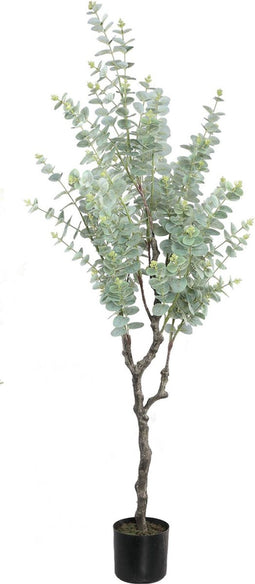PTMD Tree Eucalyptus Kunstboom - 79x41x148 cm - Plastic Pot - Groen