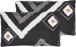 VIBURNUM - Sierkussen set van 2 - Zwart - 30 x 50 cm - Katoen