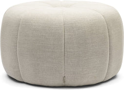 Riviera Maison Poef Beige, Kruk, Voetenbank, Rond - Falcone Stool - Linnen, hout - (ØxH) 72x41.0