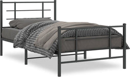 vidaXL - Bedframe - met - hoofd- - en - voeteneinde - metaal - zwart - 100x200 - cm