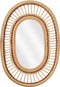 Mica Decorations Oval Wandspiegel - Ovaal - Gevlochten rotan - Lichtbruin (1 stuk)