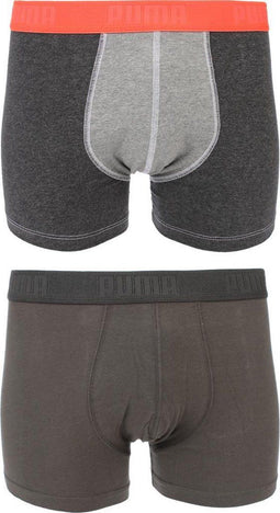 PUMA Colour Block Boxershort - Grijs/Oranje - Maat S