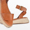 PS Poelman TARA - Dames Faux PU Sandalen - Sportieve Espadrille Sleehak - Bruin Cognac - Maat 37