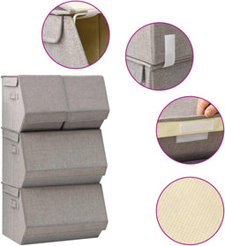 vidaXL - 4-delige - Opbergboxenset - stapelbaar - stof - grijs