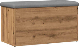 vidaXL - Opbergbankje - 82x42x45 - cm - bewerkt - hout - artisanaal - eikenkleur