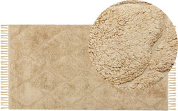 SANLIURFA - Laagpolig vloerkleed - Zandbeige - 80 x 150 cm - Katoen