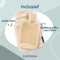 CosyPanda Natural Bamboo Kruik met Hoes - 37x21cm - Duurzame Warmwaterkruik - 2L - Beige