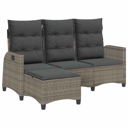 vidaXL - Verstelbare - tuinbank - met - kussens - L-vormig - poly - rattan - grijs