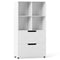 Coast Boekenkast - 4 Open Vakken 2 Lades - Wit - 70 x 33,5 x 130 cm