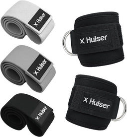 Hulser Sportieve Bundel - Enkelbanden + Booty Bands - Krachttraining & Stretchen - Zwart (2 stuks)