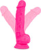Blush - Neon dildo met scrotum 19 cm dual density - Roze