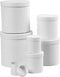 Ronde dozen, d: 7+9 +12+14,5 +17+19,5 +22 cm, h: 7,5+10,2 +12,7+15,2 +17,7+20,2 +22,7 cm, 7 stuks, wit