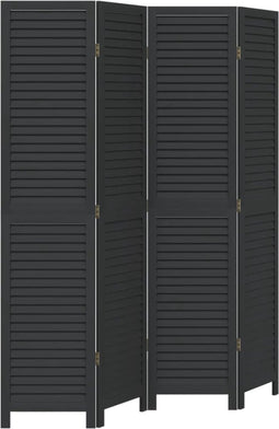 vidaXL - Kamerscherm - met - 4 - panelen - massief - paulowniahout - zwart