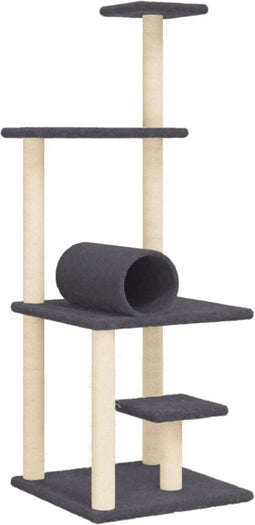 vidaXL - Kattenmeubel - met - sisal - krabpalen - 136 - cm - donkergrijs