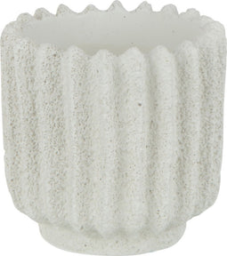 J-Line bloempot Streep - cement - wit - small - 2 stuks