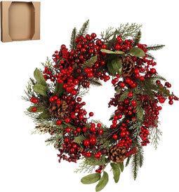 House of Seasons Barney - Kerstkrans - Ø40 cm - Groen Rood