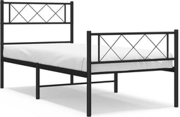 vidaXL - Bedframe - met - hoofd- - en - voeteneinde - metaal - zwart - 100x190 - cm