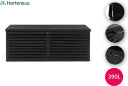 Hortensus - Opbergkoffer 390 L - Weerbestendig - Zwart met houtlook