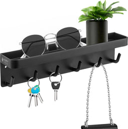 Happy Goods Sleutelrekje - Sleutelhouder - Zelfklevend - RVS - Zwart - Inclusief legplank