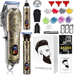 Sansbeauté 4-in-1 Tondeuse - Professionele Draadloze Haartrimmer - 11 Opzetkammen - Barber Edition