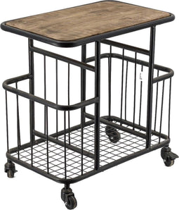 Trolley metaal - mango hout - industrieel - 61 cm