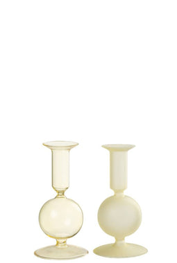 J-Line Kaarshouder Bal Mat-Transparant Glas Licht Geel Small (2-delig)