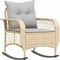 vidaXL - Tuinschommelstoel - met - kussens - poly - rattan - beige